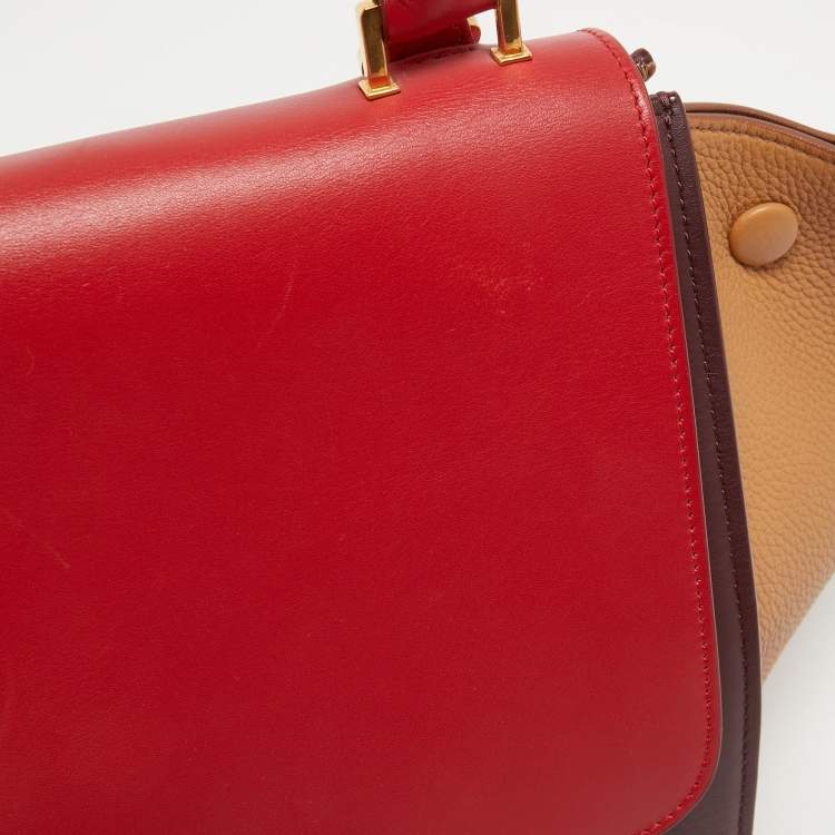 Pre Owned Celine Tricolor Leather Medium Trapeze Top Handle Bag