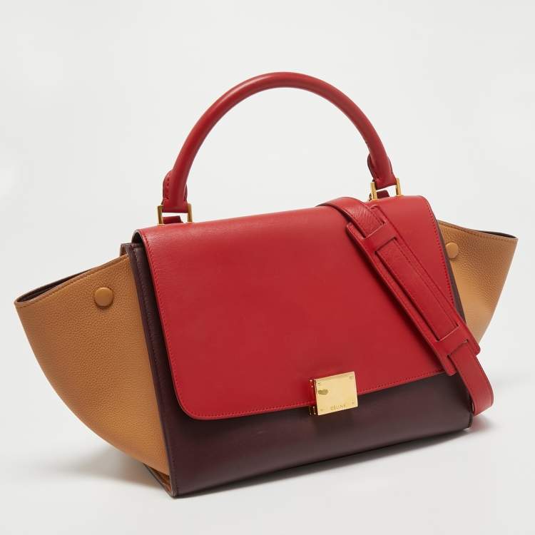 Pre Owned Celine Tricolor Leather Medium Trapeze Top Handle Bag