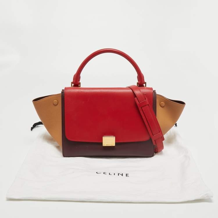 Pre Owned Celine Tricolor Leather Medium Trapeze Top Handle Bag