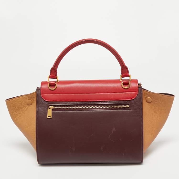 Pre Owned Celine Tricolor Leather Medium Trapeze Top Handle Bag