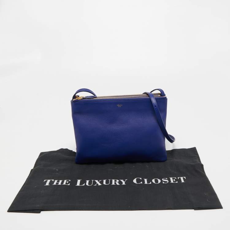 Pre Owned Celine Blue Leather Trio Crossbody Bag