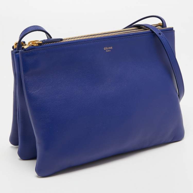 Pre Owned Celine Blue Leather Trio Crossbody Bag