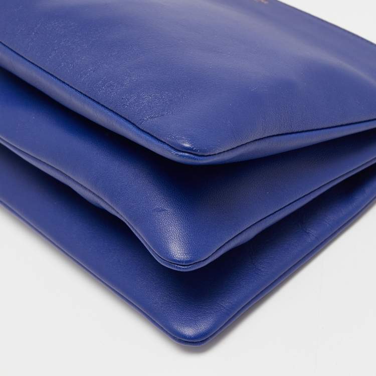 Pre Owned Celine Blue Leather Trio Crossbody Bag