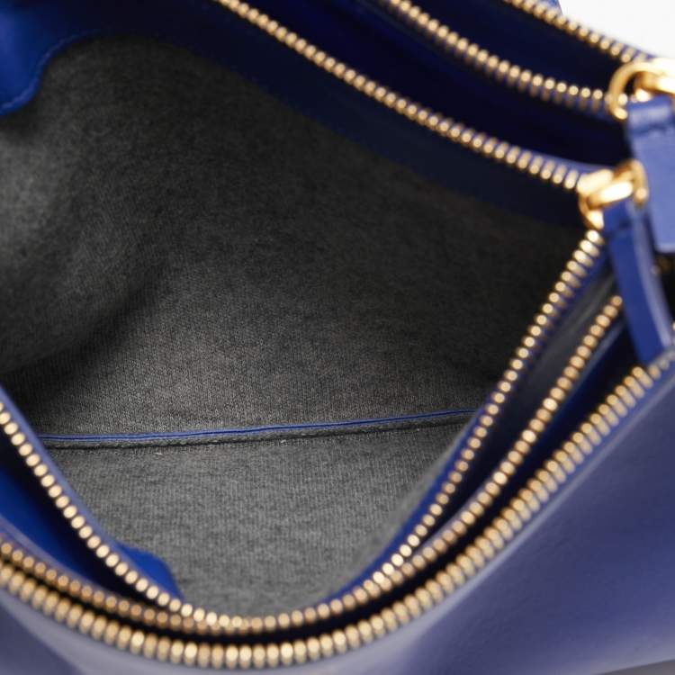 Pre Owned Celine Blue Leather Trio Crossbody Bag