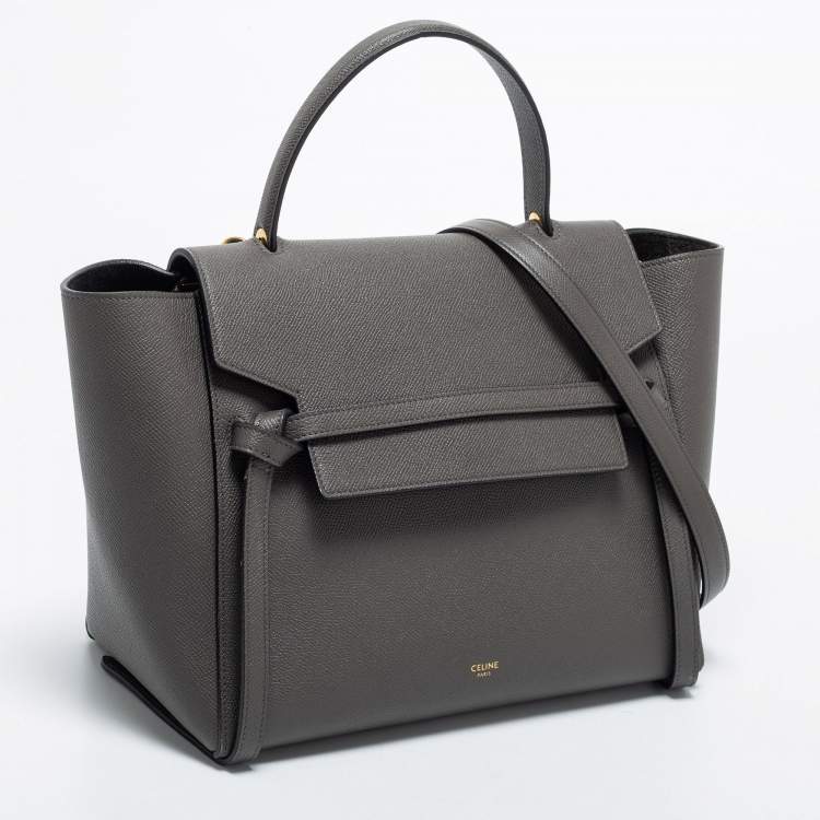 Pre Owned Celine Grey Leather Mini Belt Top Handle Bag