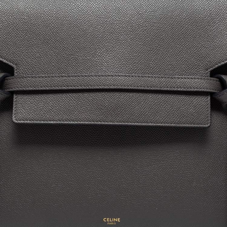 Pre Owned Celine Grey Leather Mini Belt Top Handle Bag