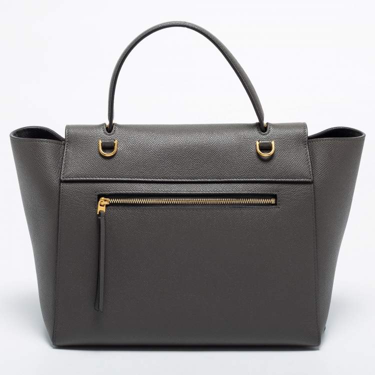 Pre Owned Celine Grey Leather Mini Belt Top Handle Bag