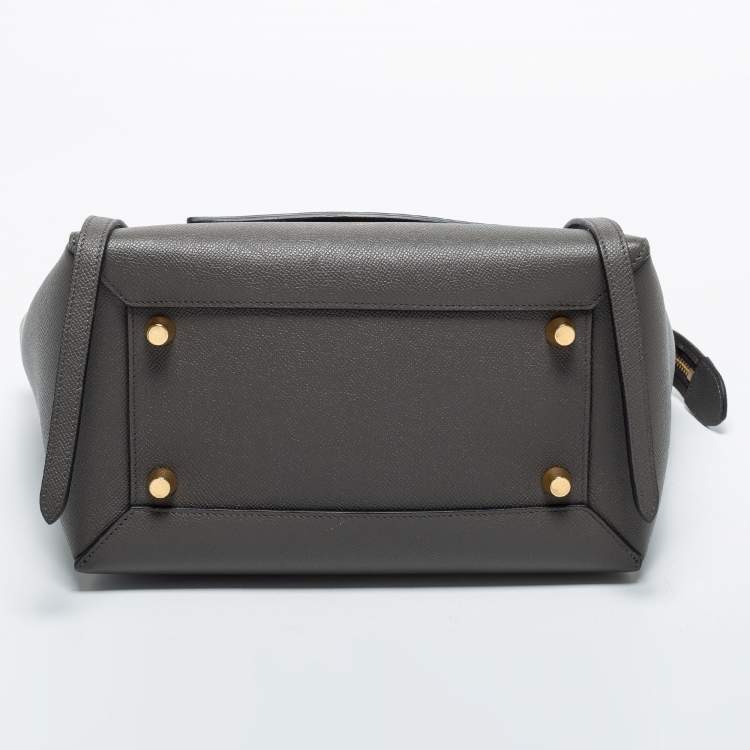 Pre Owned Celine Grey Leather Mini Belt Top Handle Bag