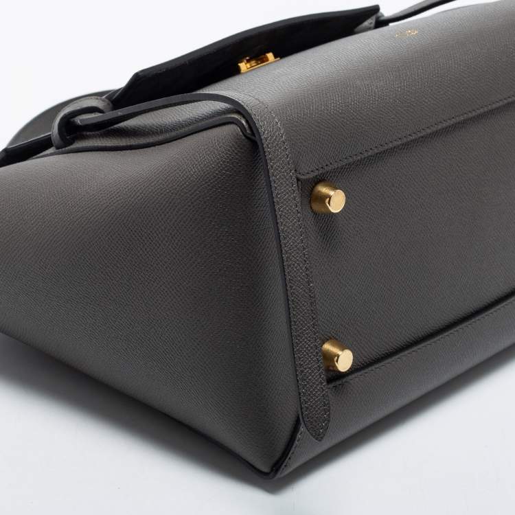 Pre Owned Celine Grey Leather Mini Belt Top Handle Bag
