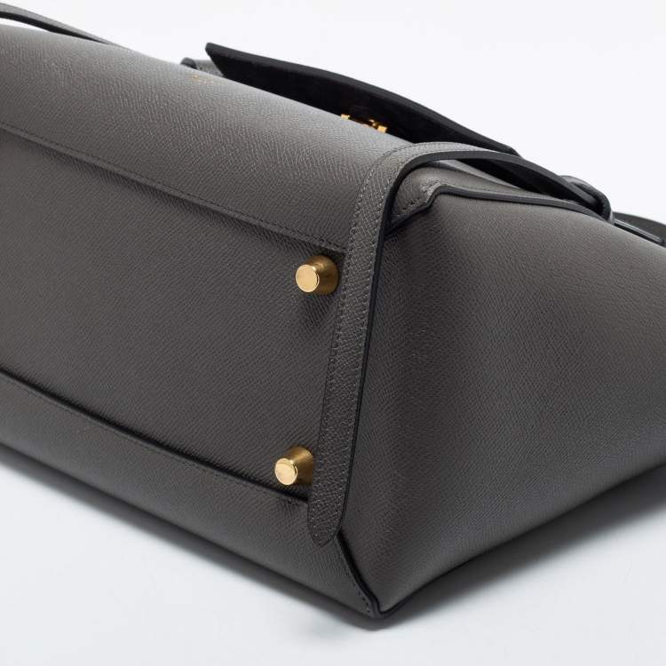 Pre Owned Celine Grey Leather Mini Belt Top Handle Bag