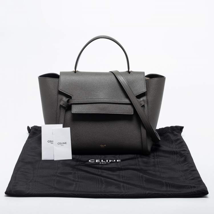 Pre Owned Celine Grey Leather Mini Belt Top Handle Bag