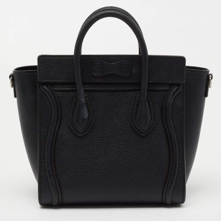 Pre Owned Céline Black Leather Nano Luggage Tote