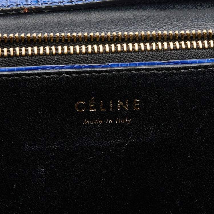 Pre Owned Celine Blue Lizard Medium Classic Box Shoulder Bag