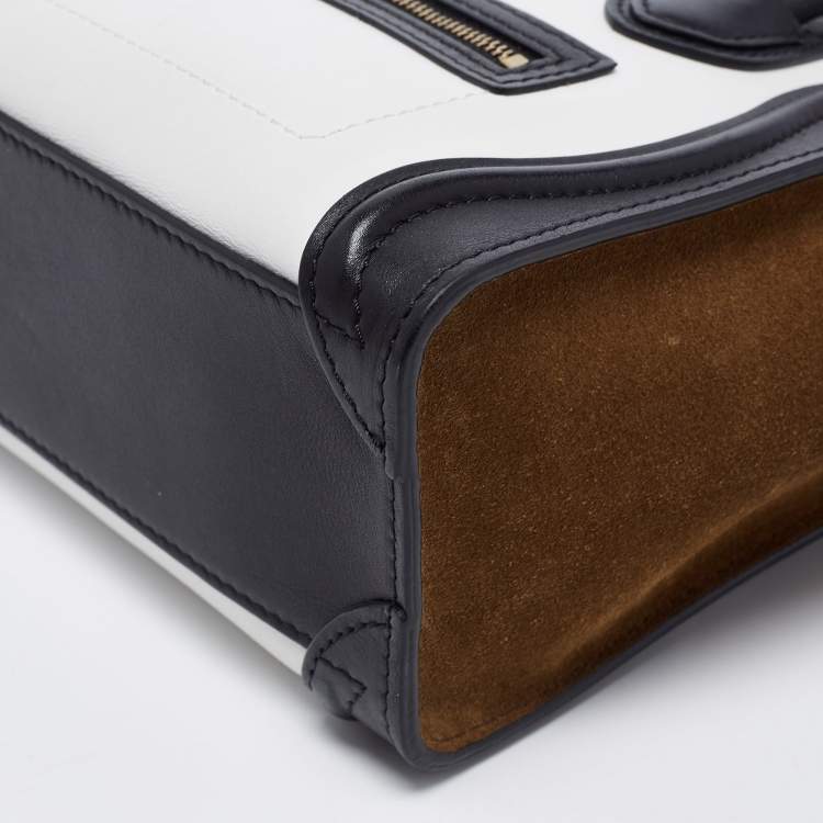 Pre Owned Celine Tri Color Leather and Suede Nano Luggage Tote