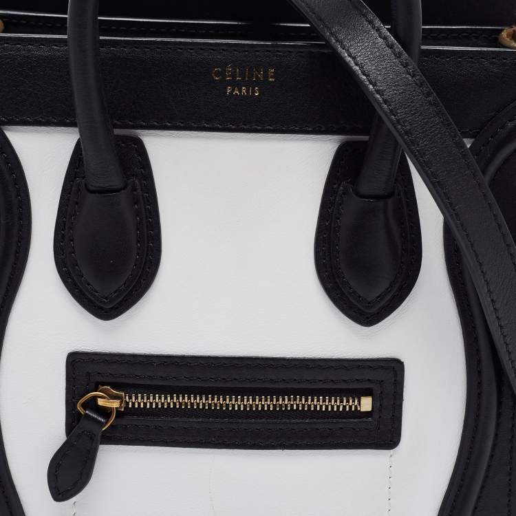 Pre Owned Celine Tri Color Leather and Suede Nano Luggage Tote