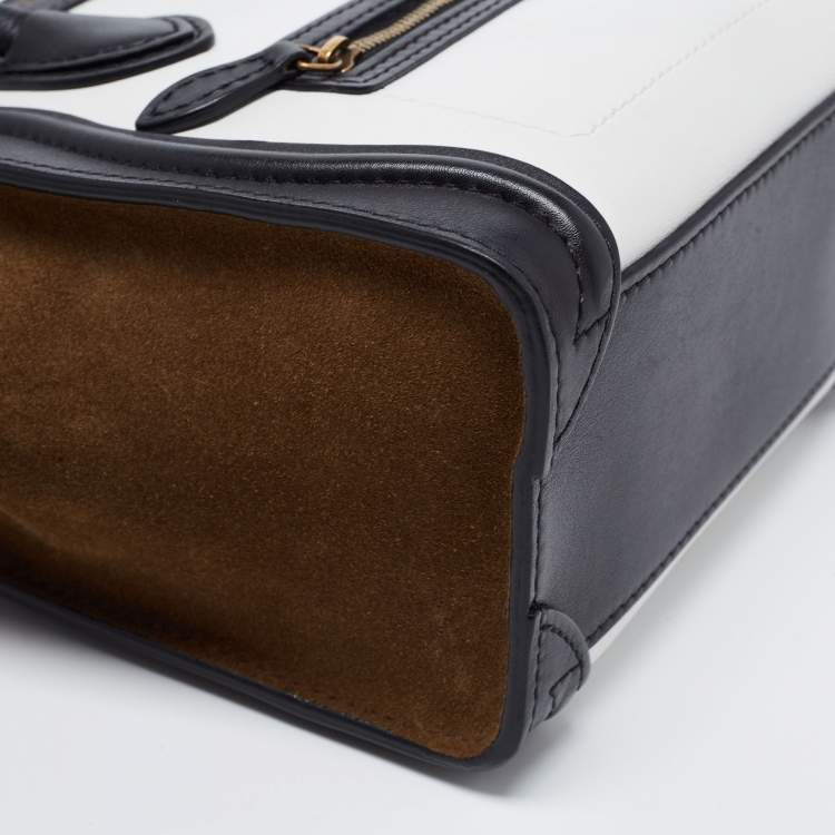 Pre Owned Celine Tri Color Leather and Suede Nano Luggage Tote