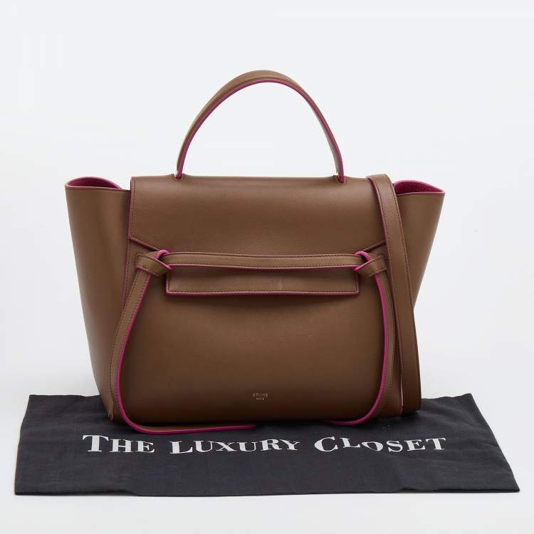 Pre Owned Celine Brown Leather Mini Belt Top Handle Bag