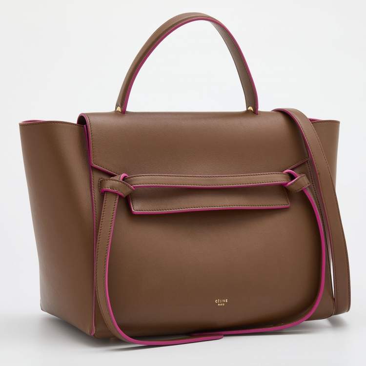 Pre Owned Celine Brown Leather Mini Belt Top Handle Bag