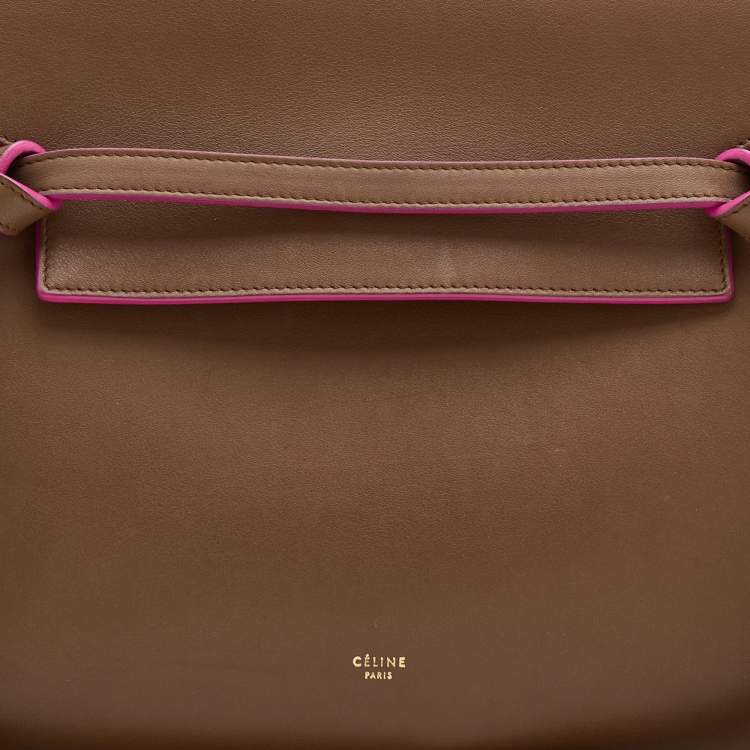 Pre Owned Celine Brown Leather Mini Belt Top Handle Bag