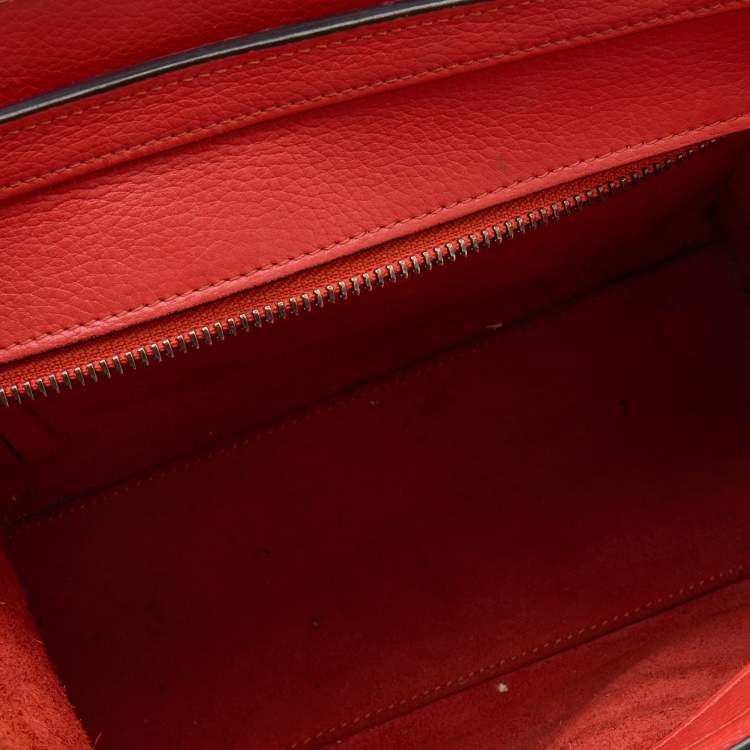 Pre Owned Celine Orange Leather Nano Luggage Tote