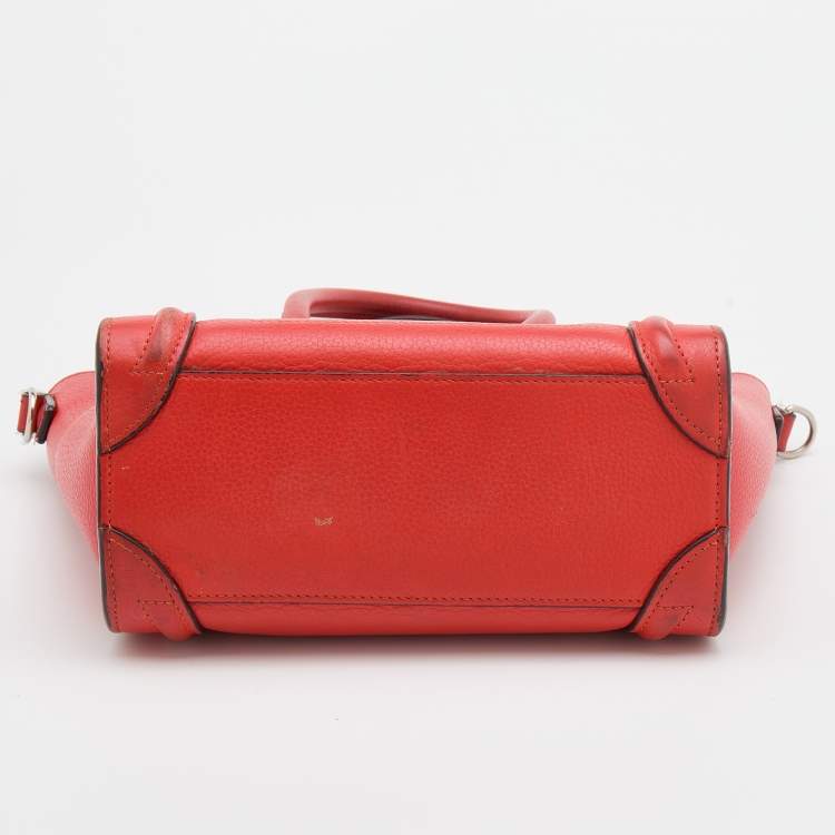 Pre Owned Celine Orange Leather Nano Luggage Tote