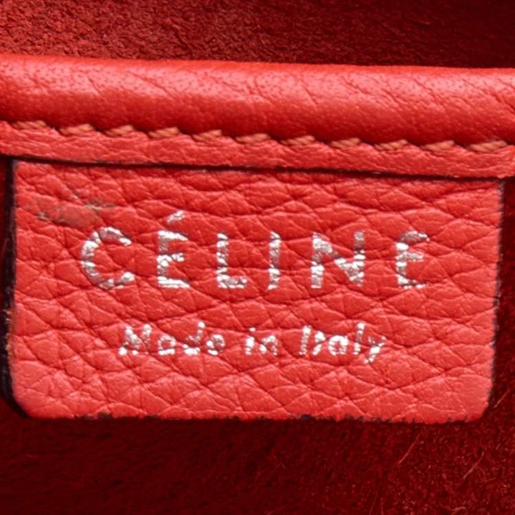 Pre Owned Celine Orange Leather Nano Luggage Tote