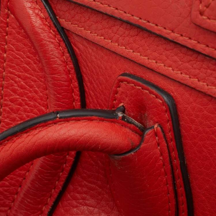 Pre Owned Celine Orange Leather Nano Luggage Tote