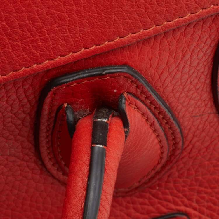 Pre Owned Celine Orange Leather Nano Luggage Tote
