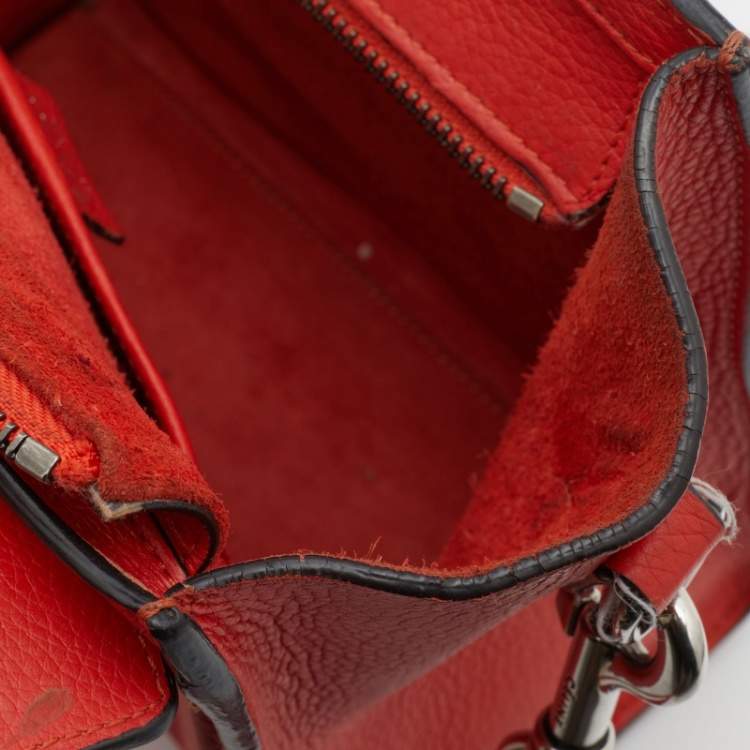 Pre Owned Celine Orange Leather Nano Luggage Tote