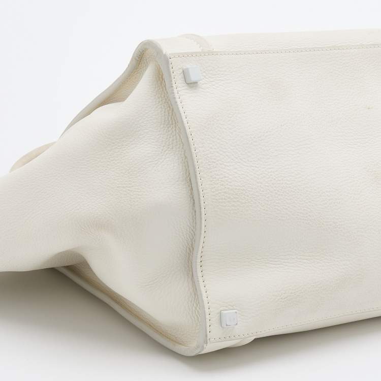 Pre Owned Celine White Leather Medium Phantom Luggage Tote