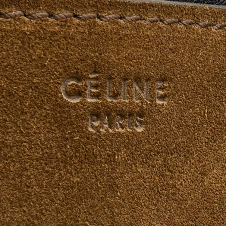 Pre Owned Celine Olive Green Suede and Leather Medium Phantom Luggage Tote