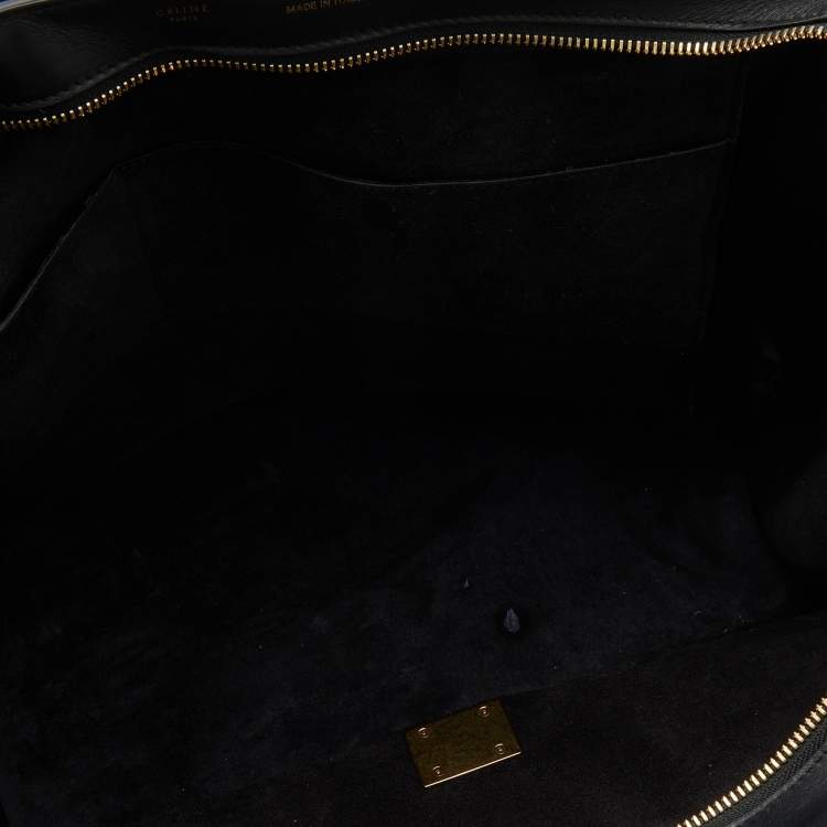 Pre Owned Celine Black/White Leather and Suede Large Trapeze Bag