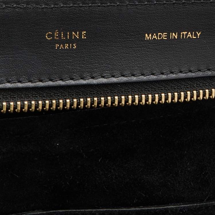Pre Owned Celine Black/White Leather and Suede Large Trapeze Bag