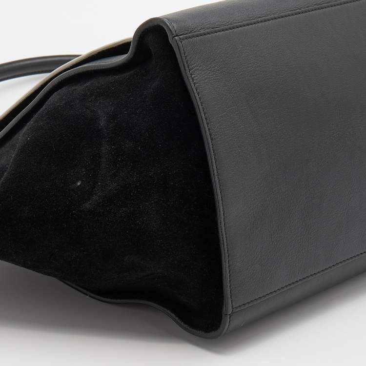 Pre Owned Celine Black/White Leather and Suede Large Trapeze Bag