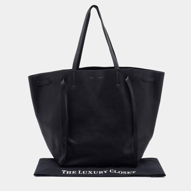 Pre Owned Celine Black Leather Medium Cabas Phantom Tote