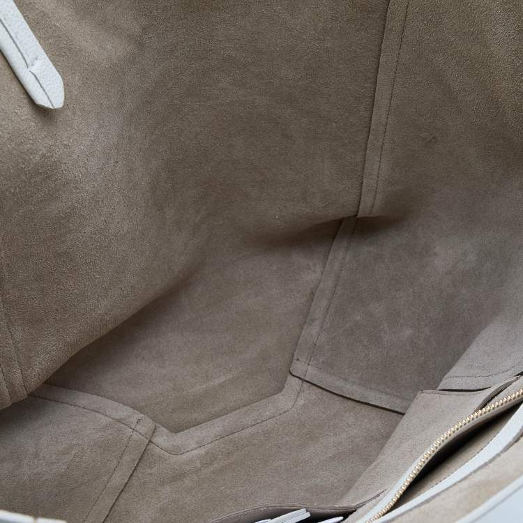 Pre Owned Celine White Leather Small Cabas Phantom Tote