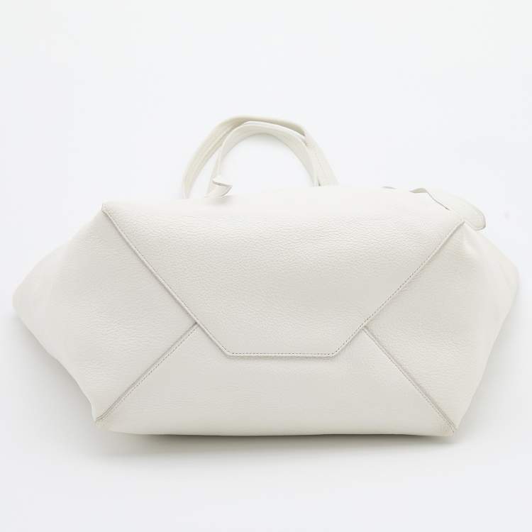 Pre Owned Celine White Leather Small Cabas Phantom Tote