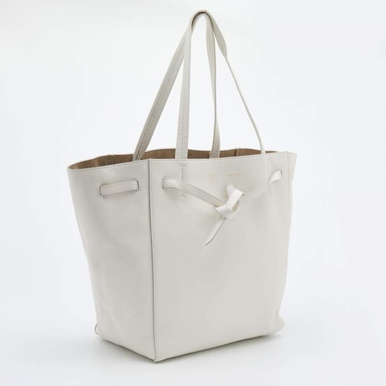 Pre Owned Celine White Leather Small Cabas Phantom Tote