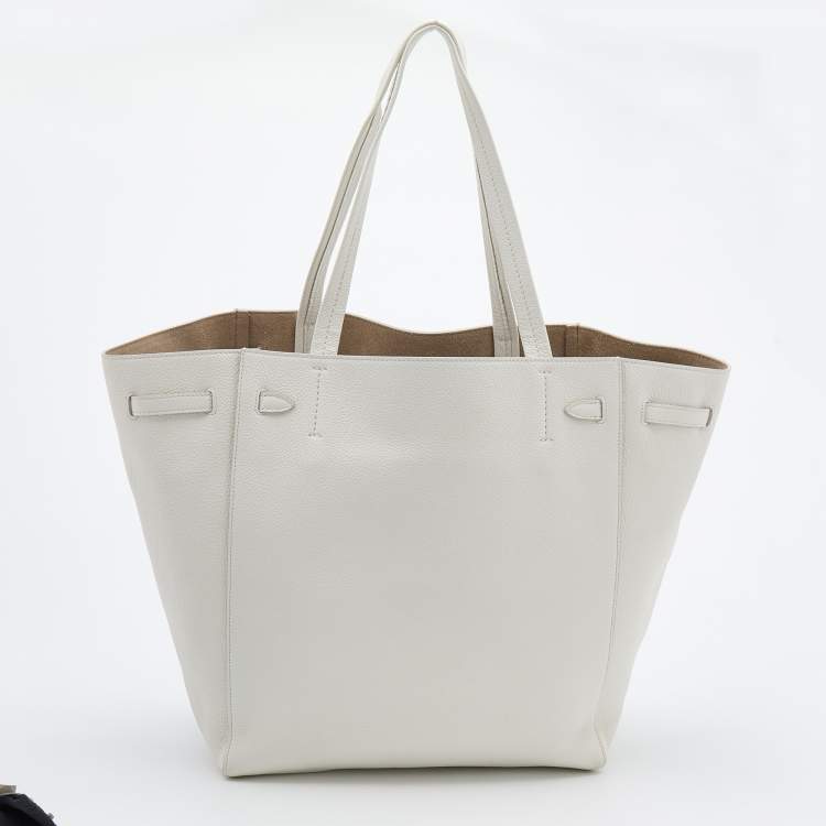 Pre Owned Celine White Leather Small Cabas Phantom Tote