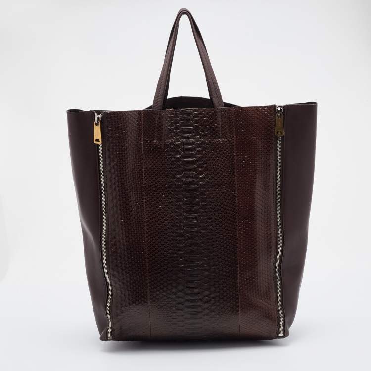 Pre Owned Celine Brown Python and Leather Vertical Cabas Tote