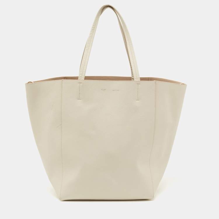 Pre Owned Céline Off White Leather Medium Cabas Phantom Tote