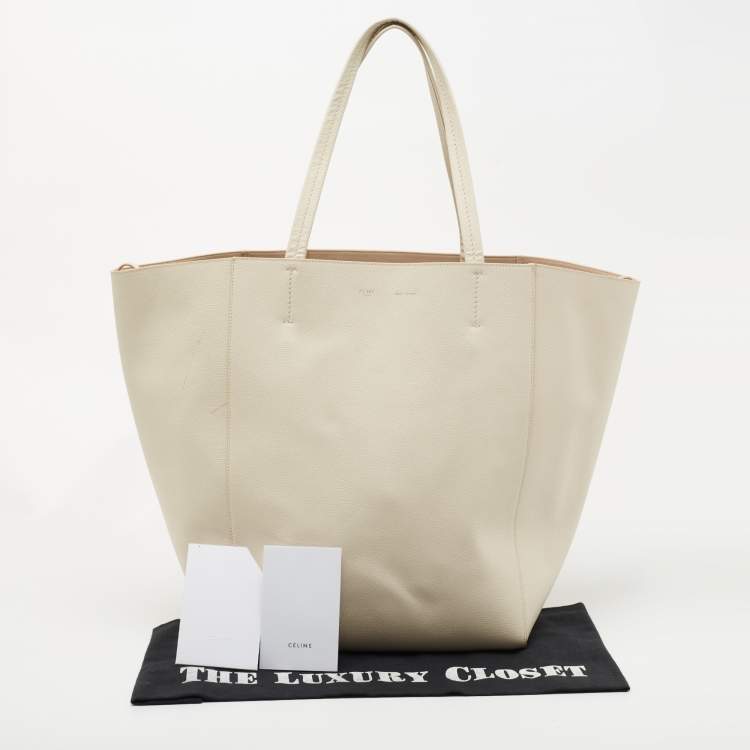 Pre Owned Céline Off White Leather Medium Cabas Phantom Tote