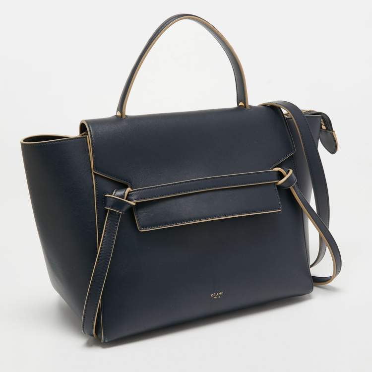 Pre Owned Celine Blue Leather Mini Belt Top Handle Bag