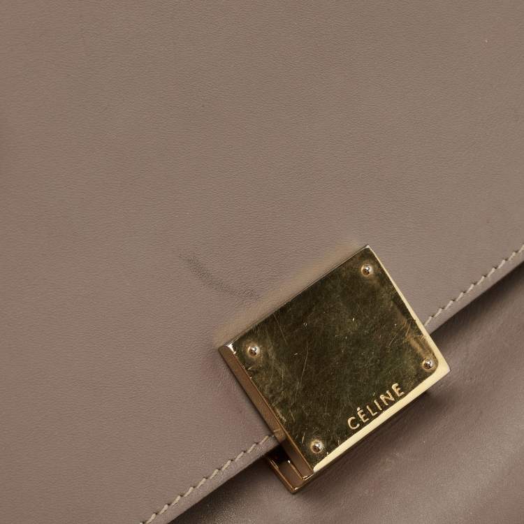 Pre Owned Celine Beige Leather Small Trapeze Top Handle Bag