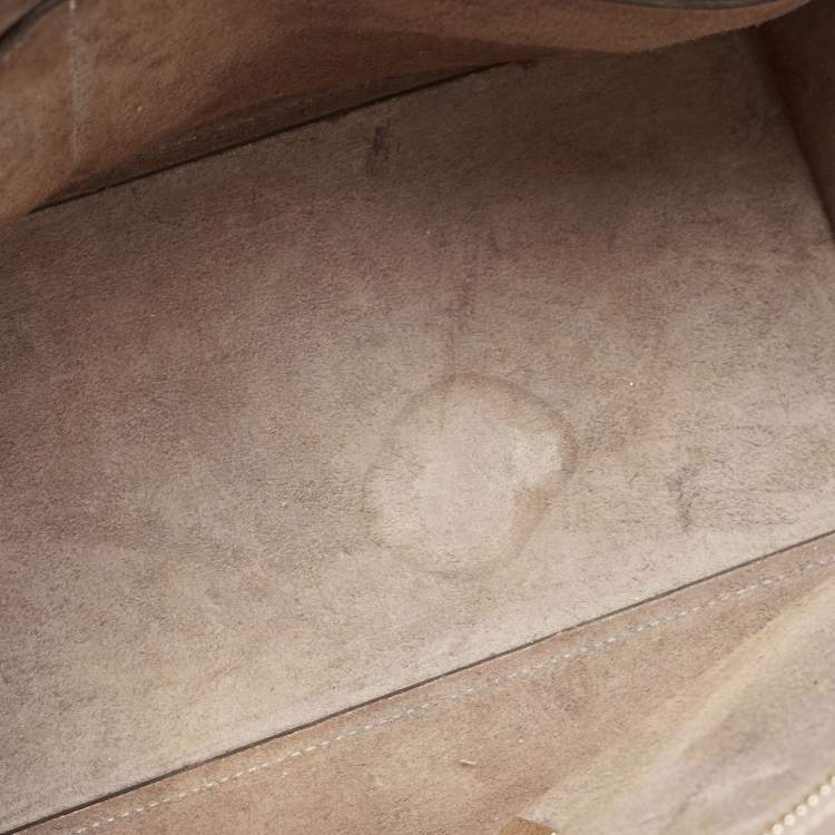Pre Owned Celine Beige Leather Small Trapeze Top Handle Bag