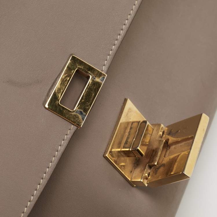 Pre Owned Celine Beige Leather Small Trapeze Top Handle Bag