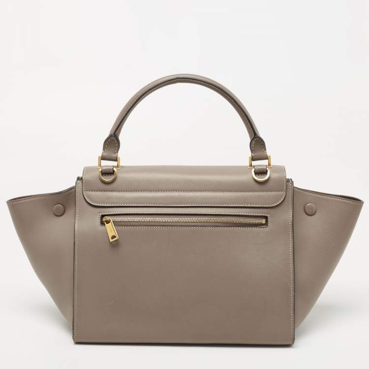 Pre Owned Celine Beige Leather Small Trapeze Top Handle Bag