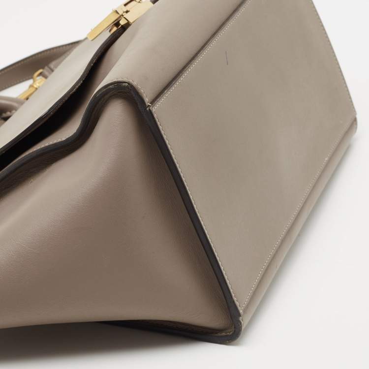 Pre Owned Celine Beige Leather Small Trapeze Top Handle Bag
