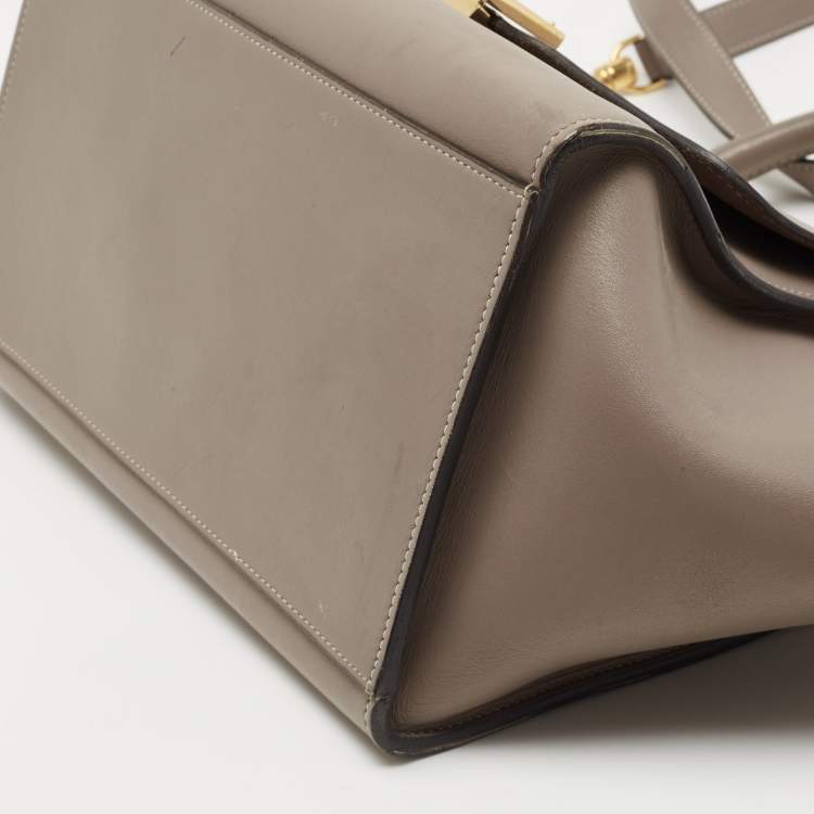 Pre Owned Celine Beige Leather Small Trapeze Top Handle Bag