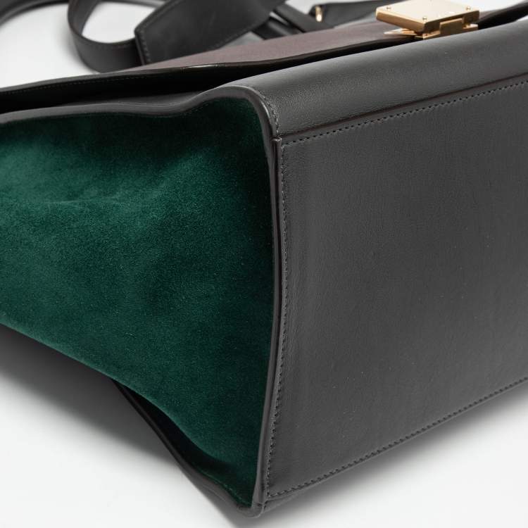 Pre Owned Celine Multicolor Suede and Leather Medium Trapeze Top Handle Bag